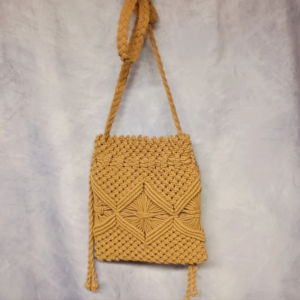 Nanette Lepore Golden Macrame Crochet Crossbody Bag - Picture 3 of 7